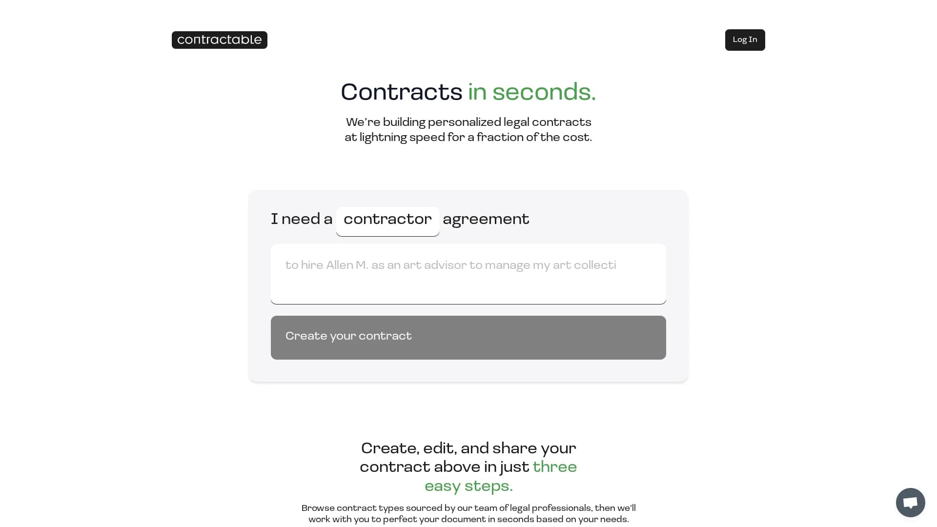contractable-ai homepage
