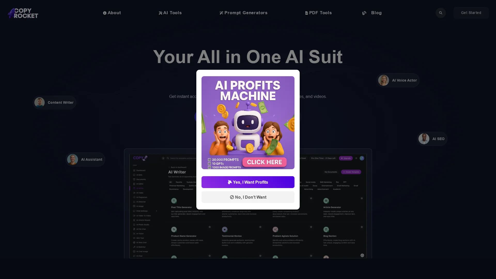 copyrocket-ai-assistant homepage