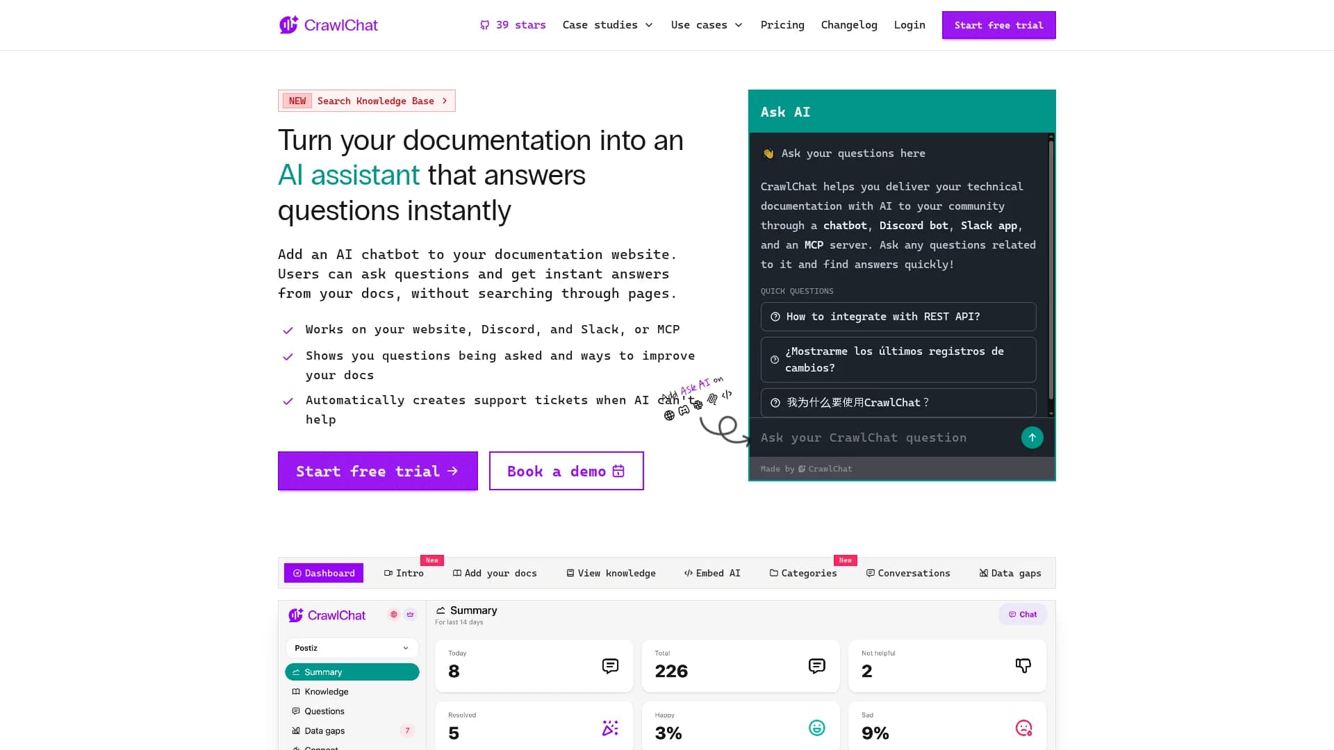 crawlchat homepage