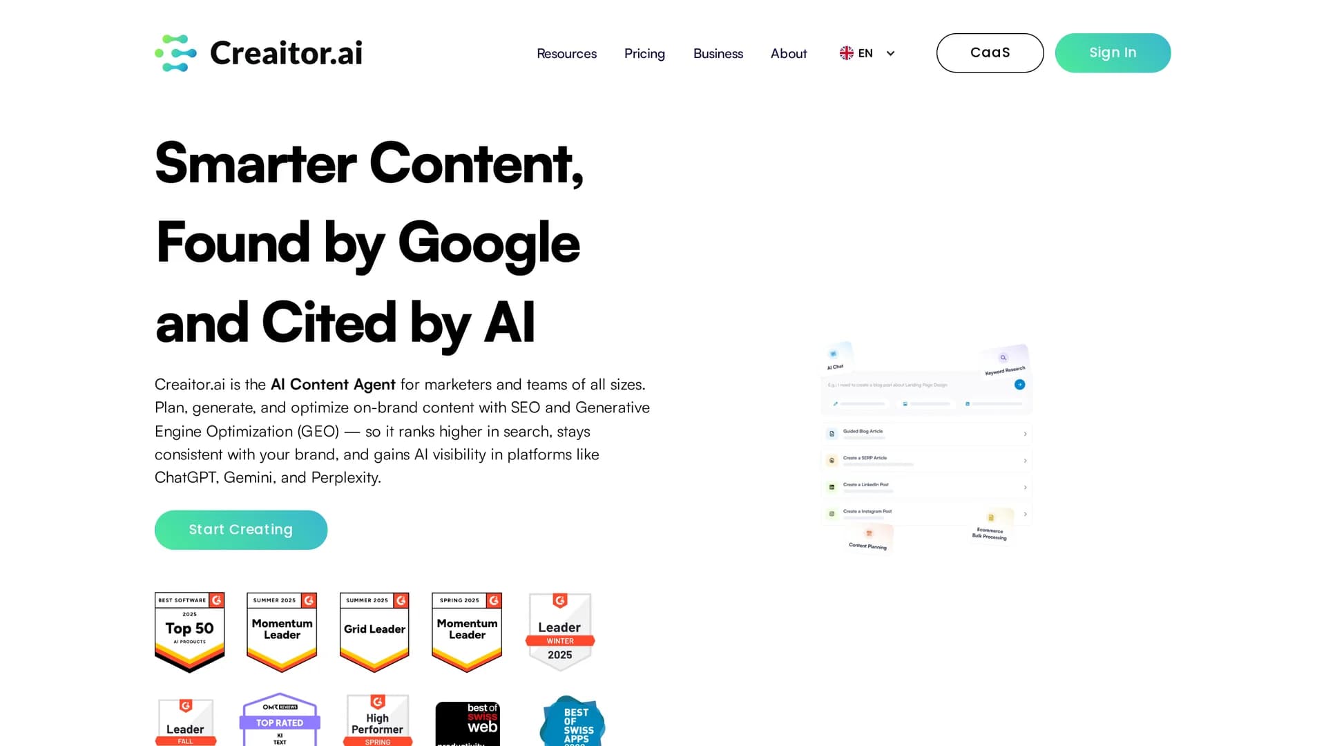 creaitor-ai homepage
