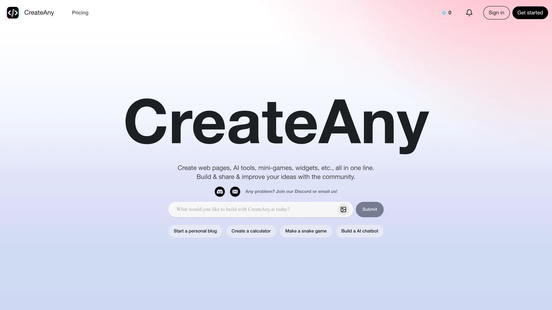 createany-ai homepage