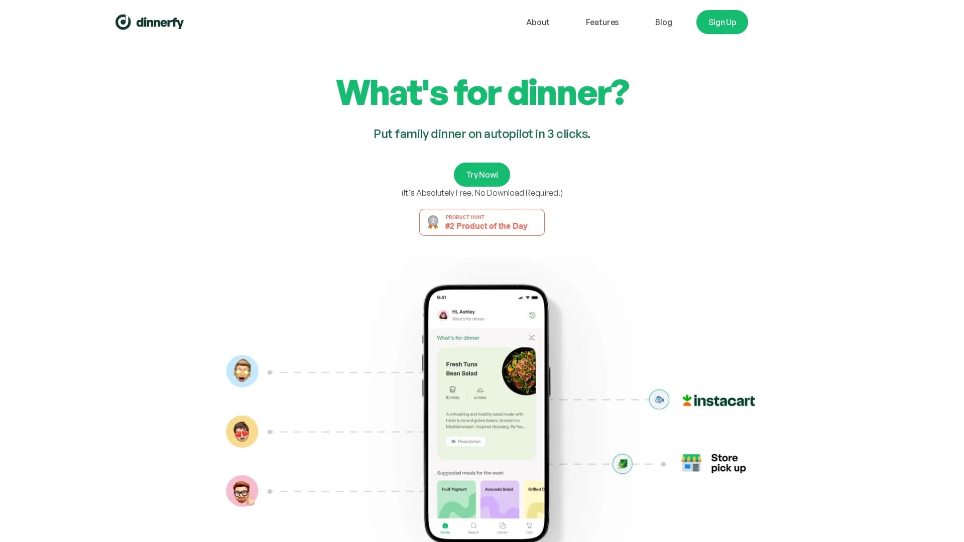 dinnerfy homepage