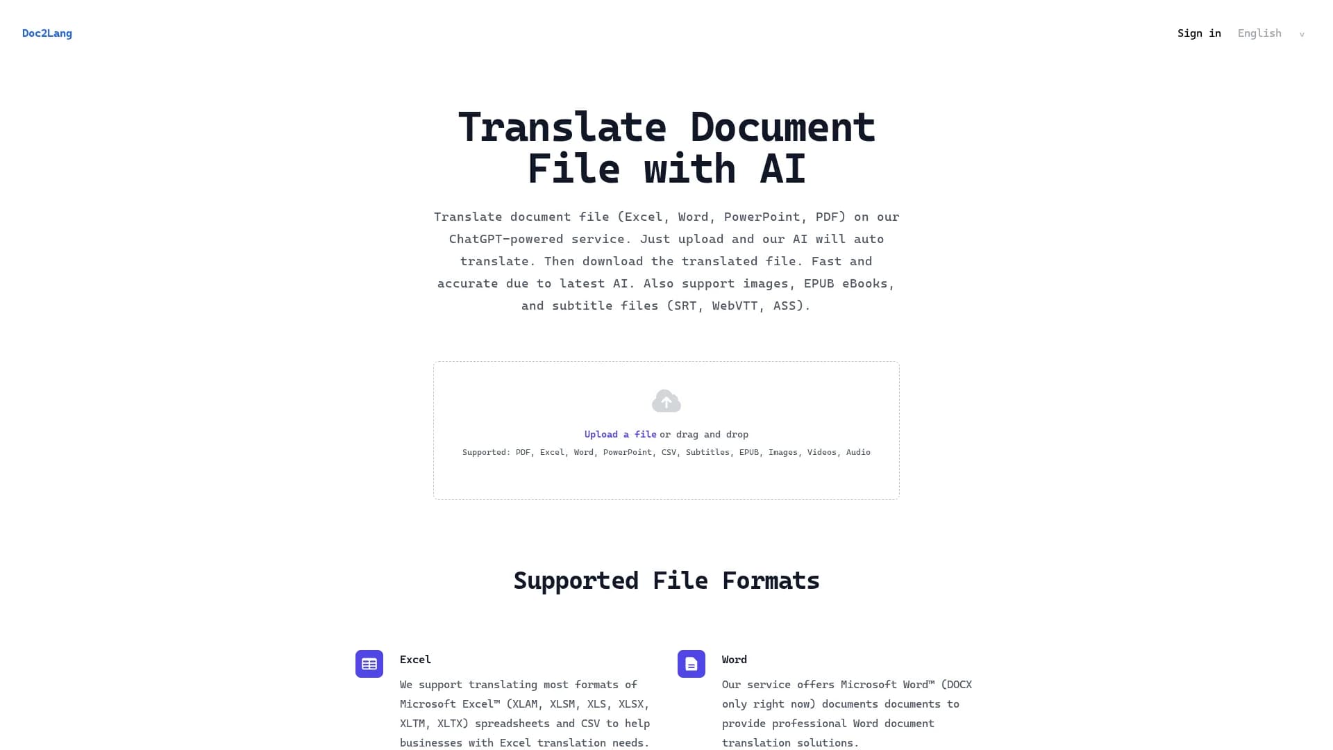 doc2lang homepage