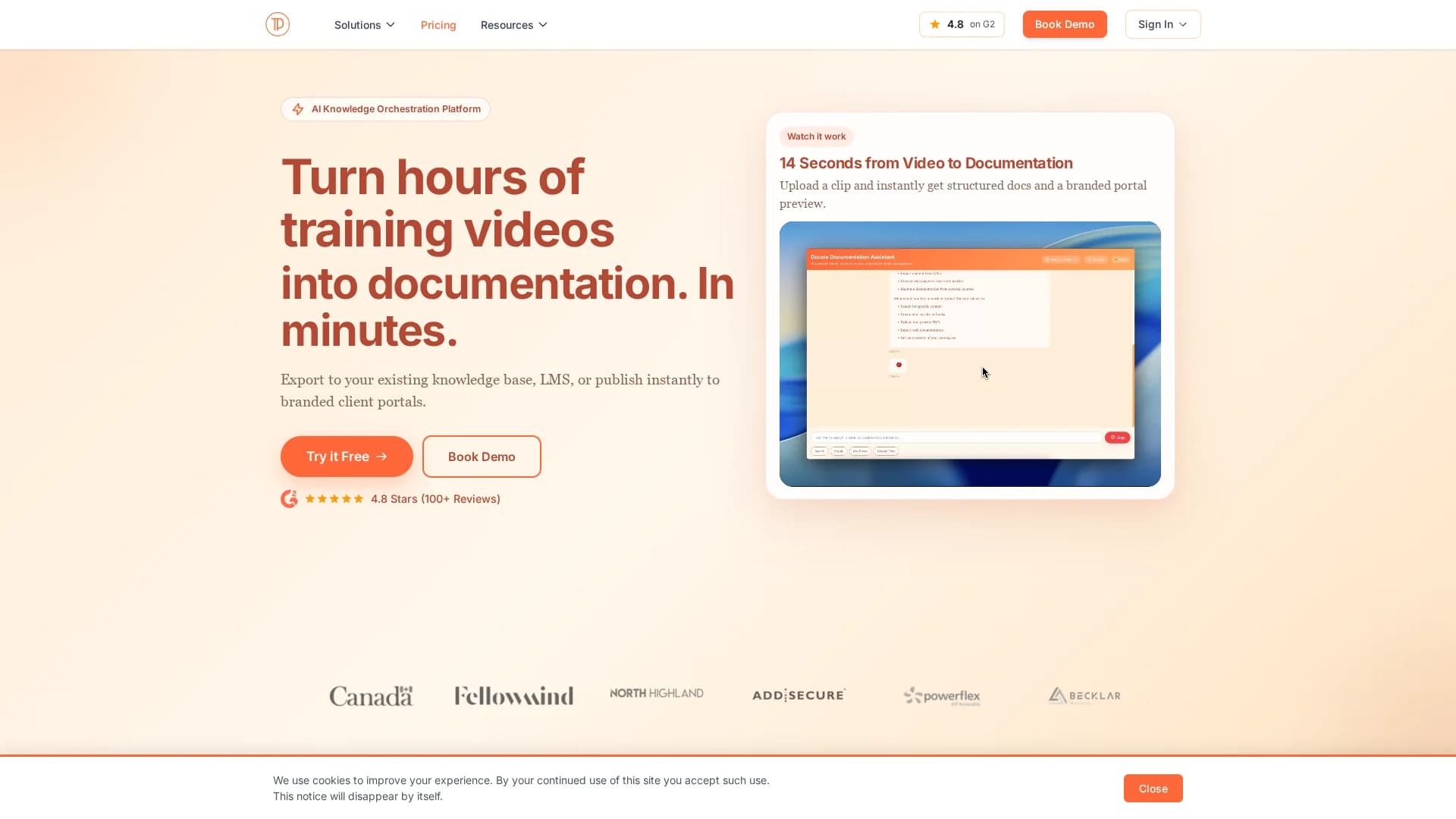 docsie-2-0 homepage