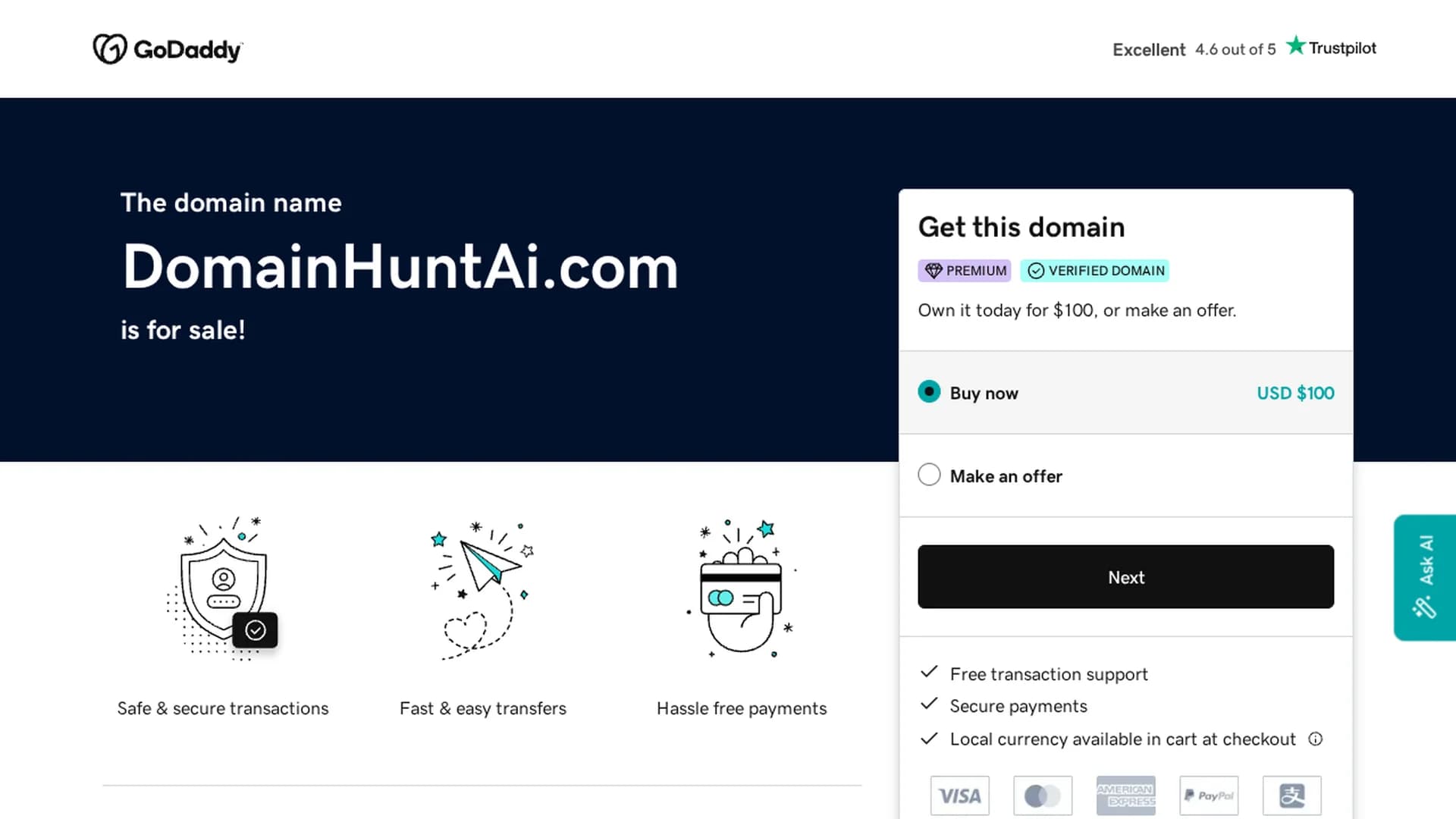 domainhuntai homepage