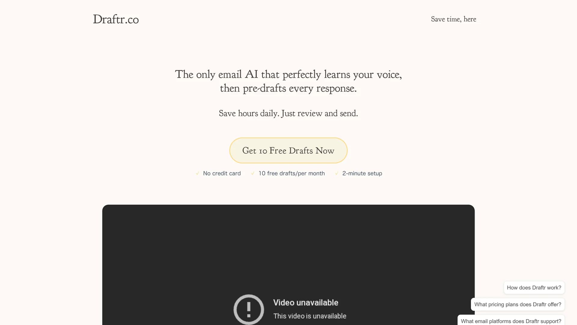 draftr homepage