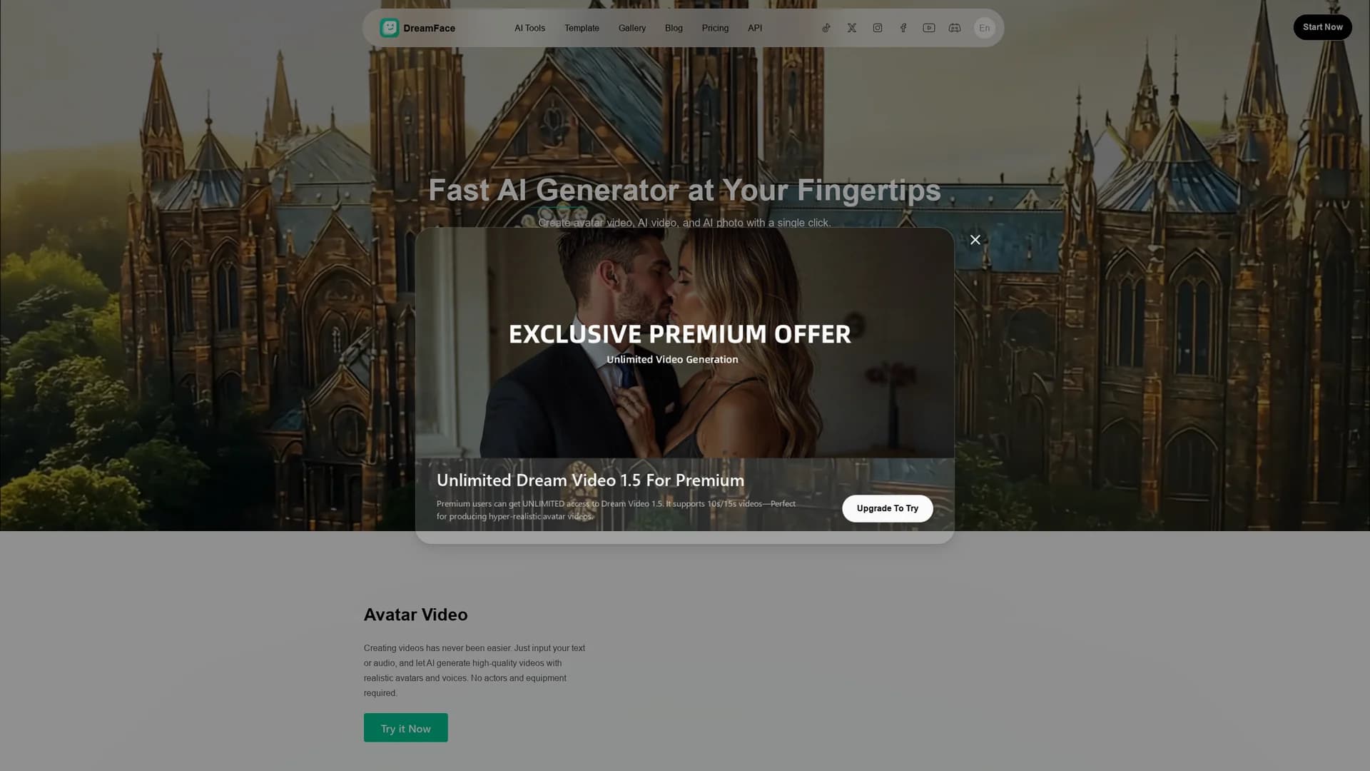 dreamface homepage