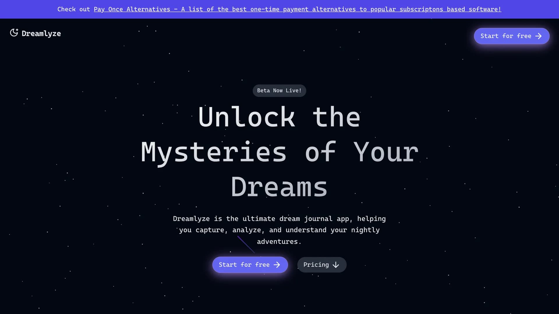 dreamlyze homepage