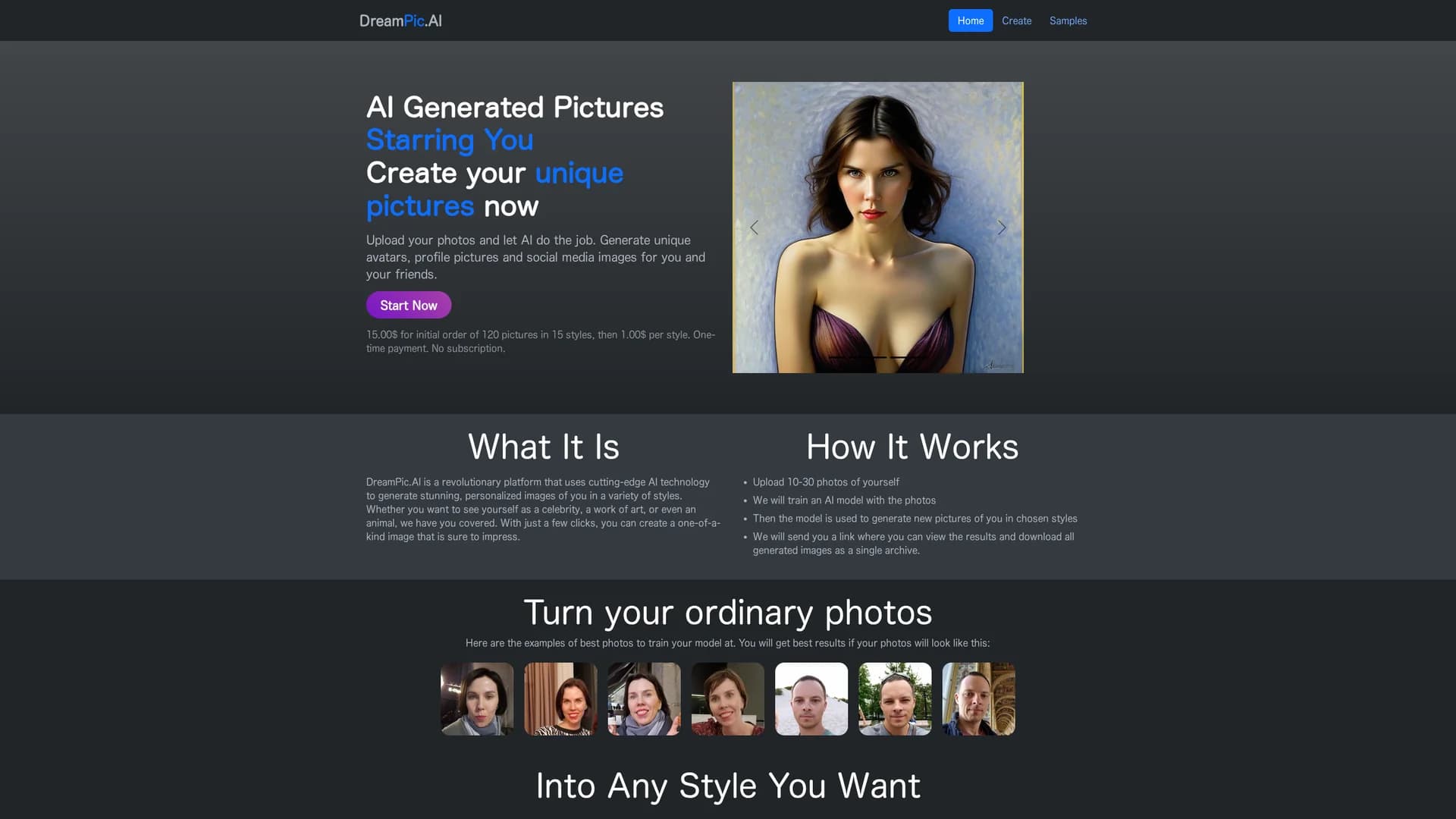 dreampic-ai homepage
