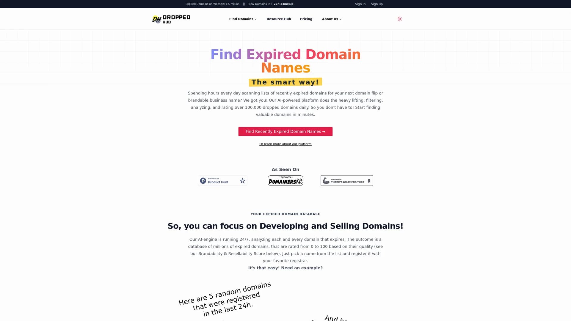 dropped-hub homepage