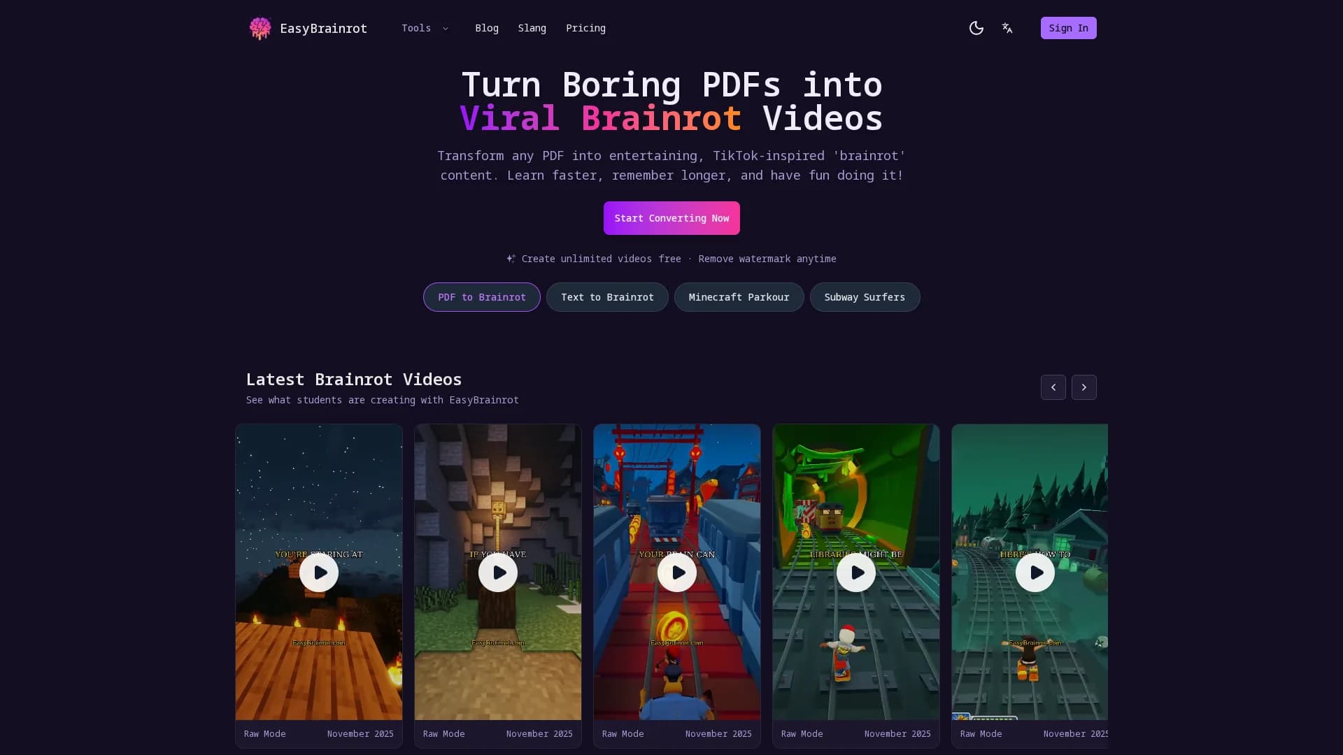 easybrainrot homepage