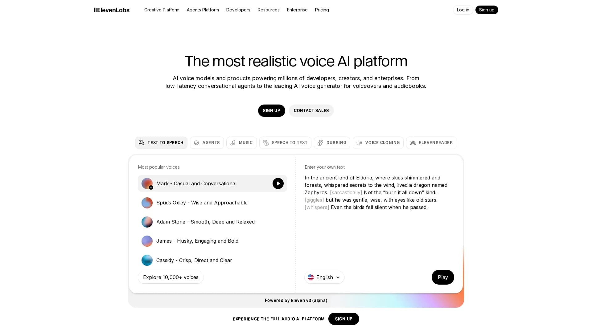 eleven-labs homepage