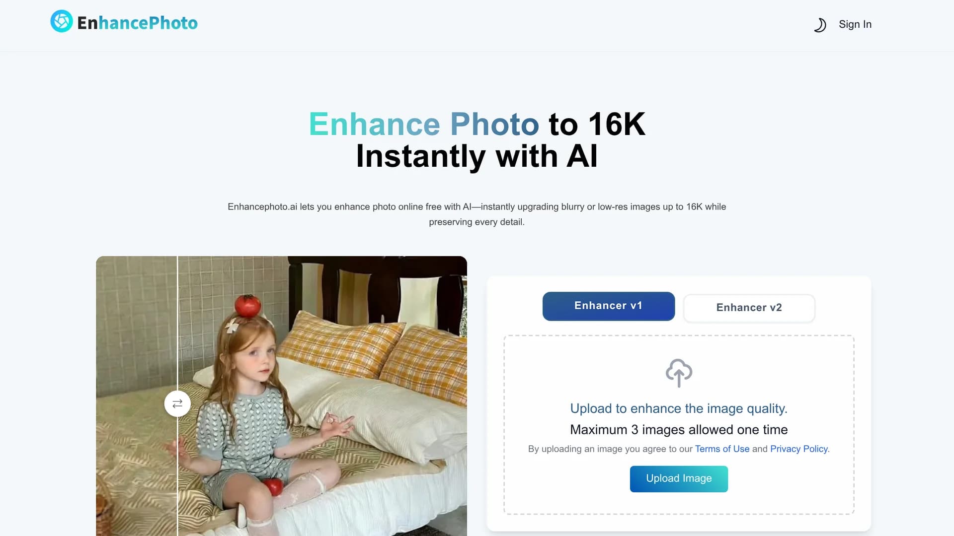 enhancephoto-ai homepage