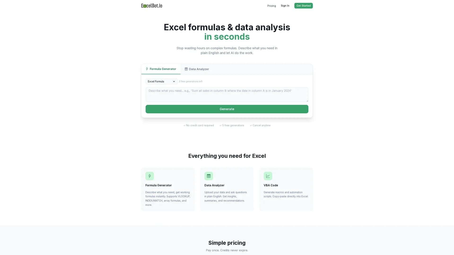 excelbot homepage