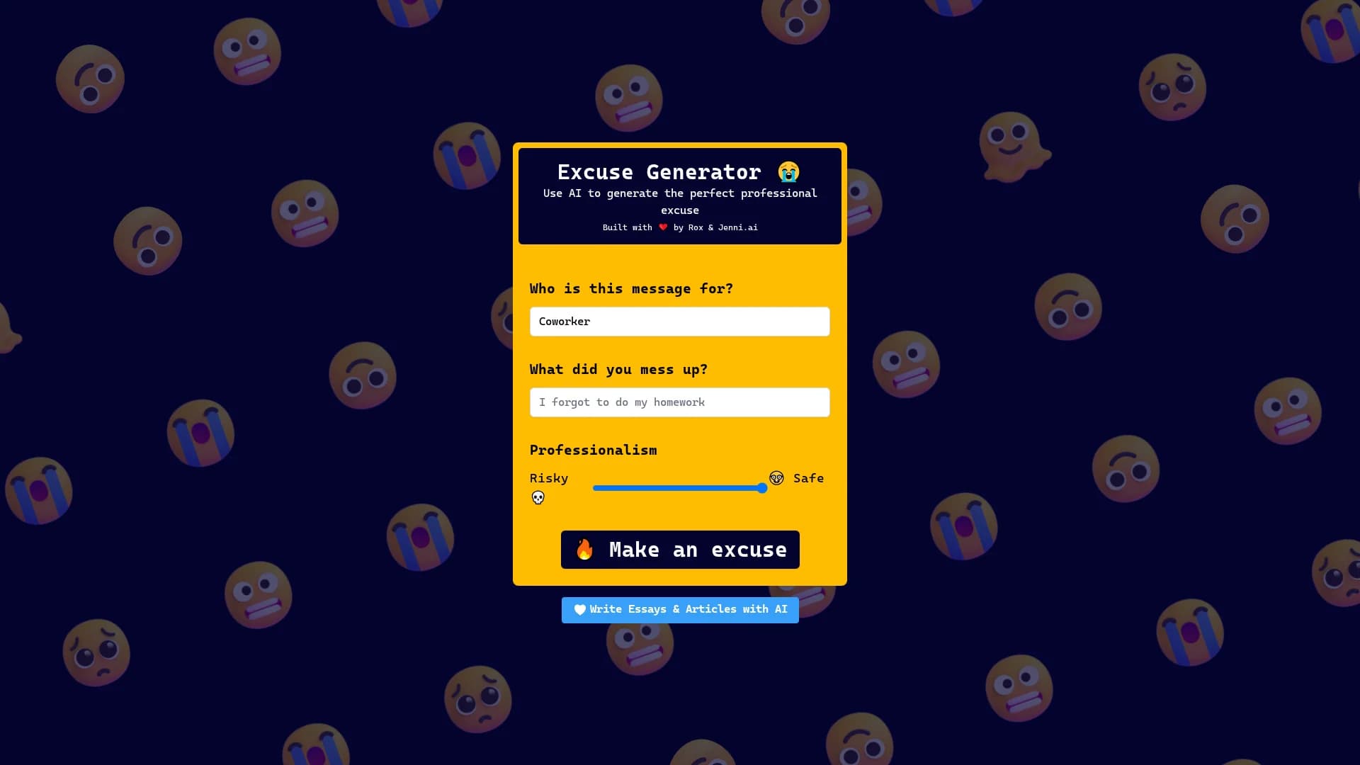 excuse-generator homepage