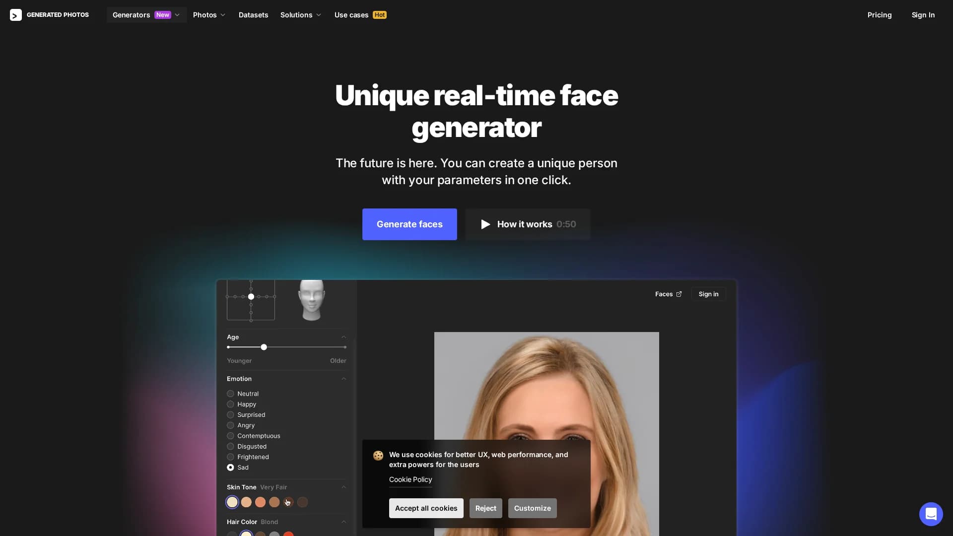 face-generator homepage
