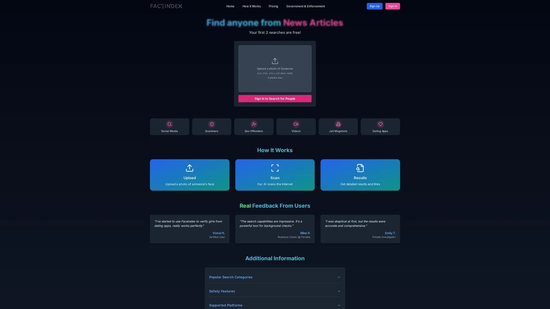 face-index homepage