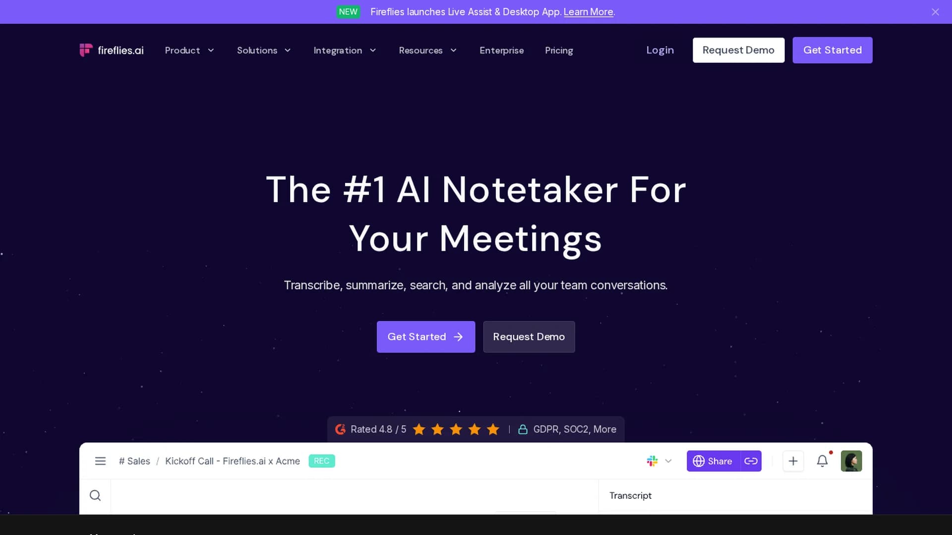 fireflies-ai homepage
