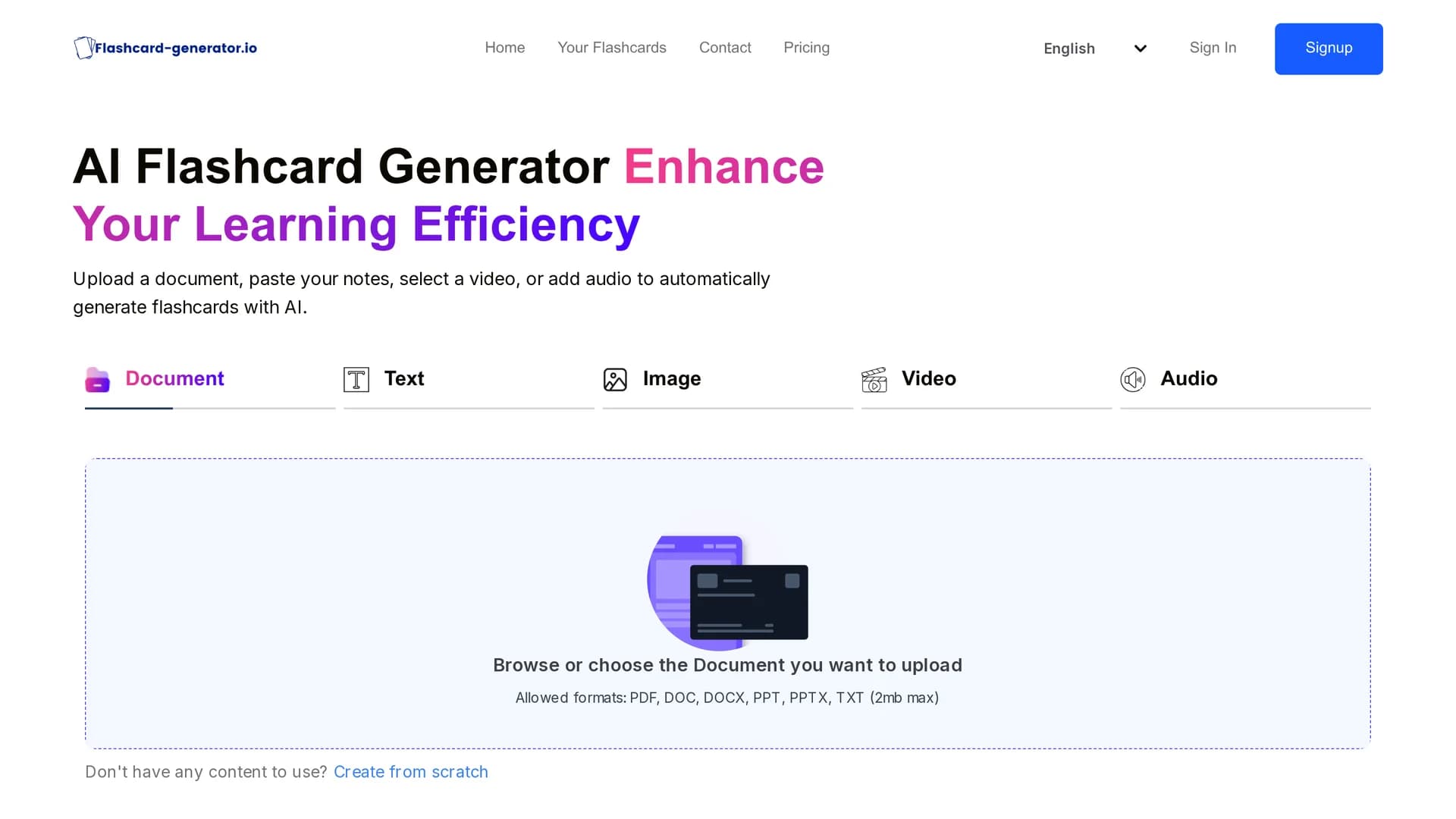 flashcard-generator homepage