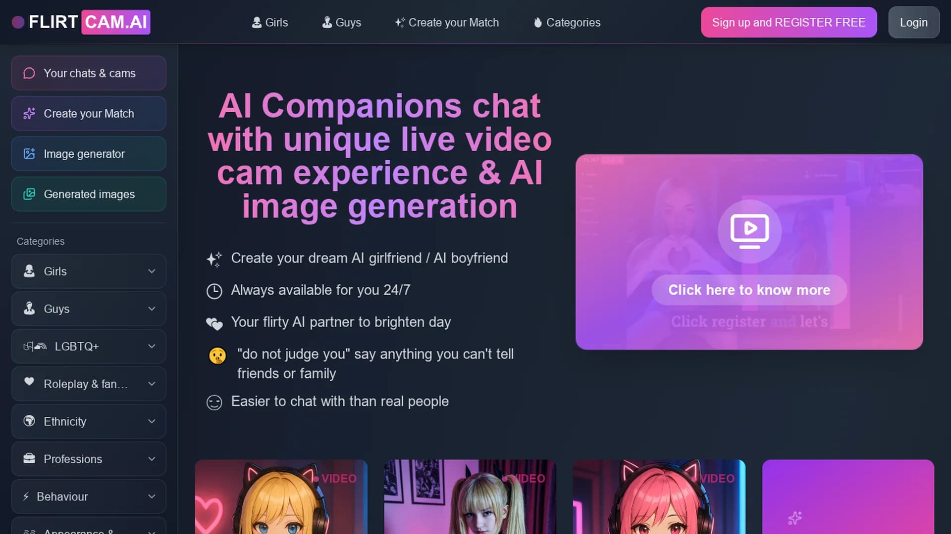 flirtcam-ai homepage