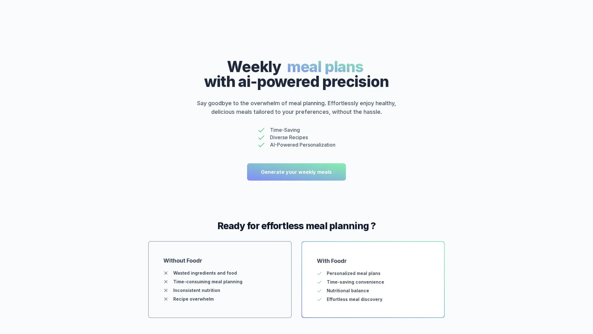 foodr homepage