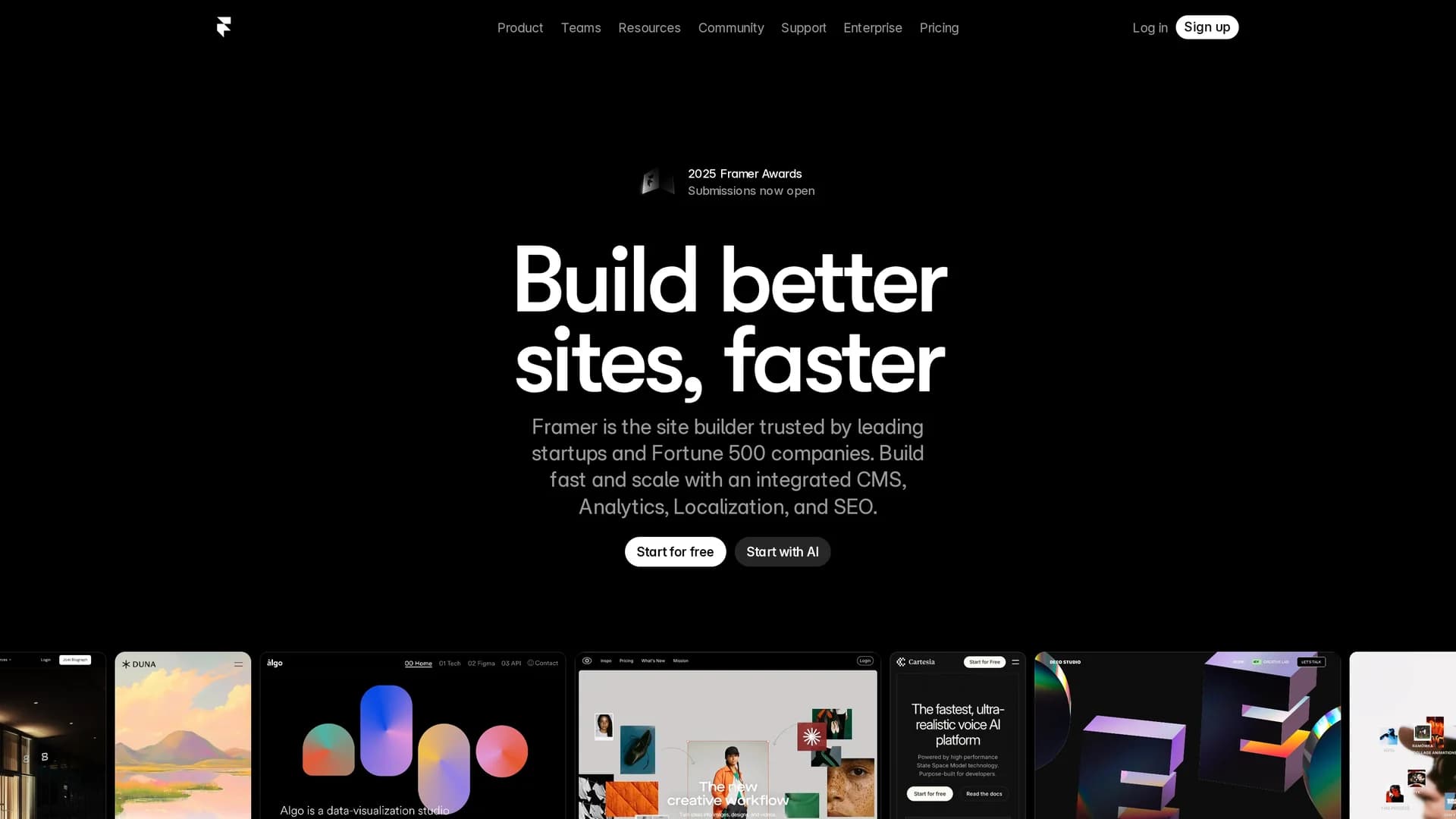 framer-ai homepage