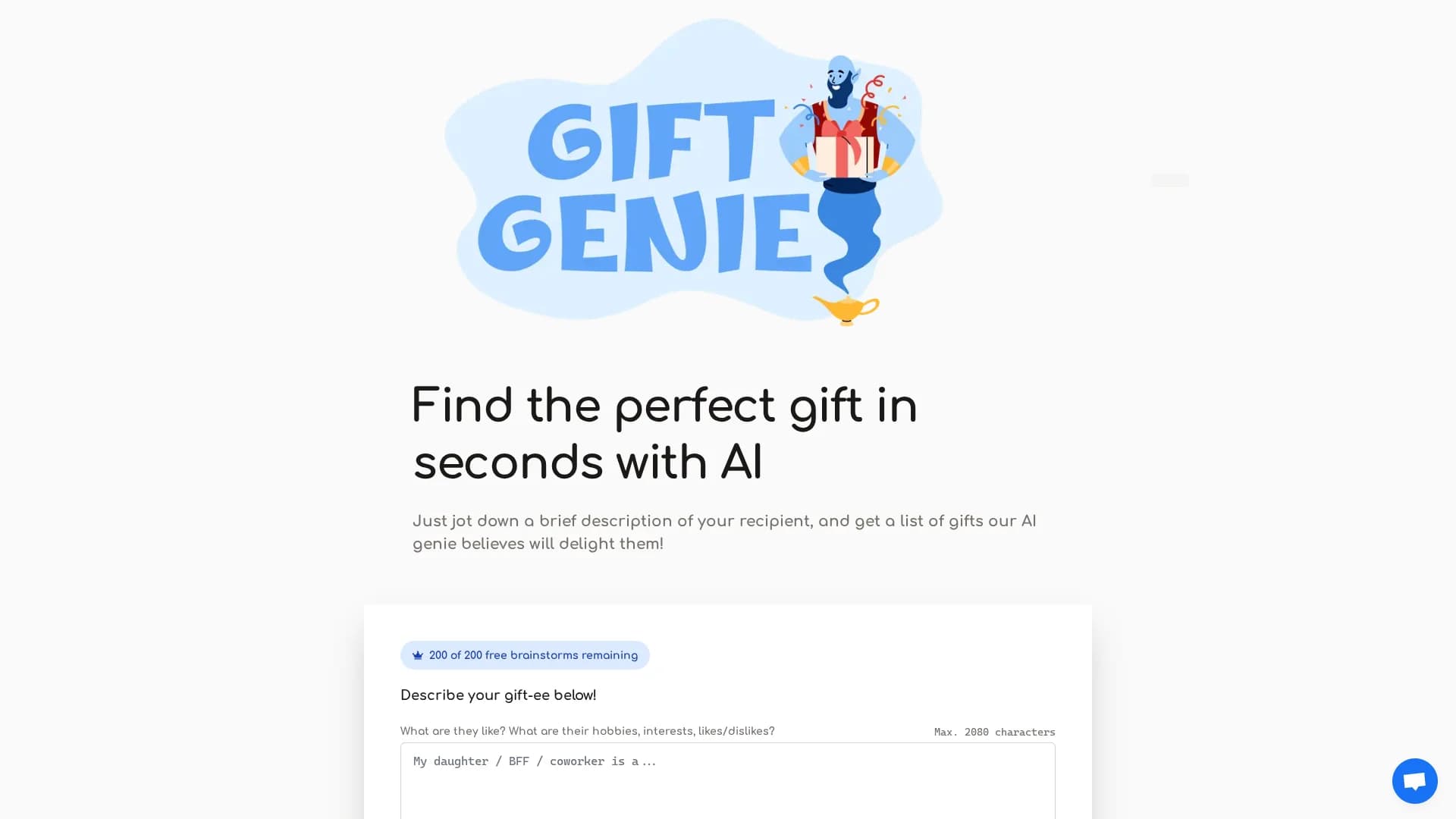 gift-genie-ai homepage
