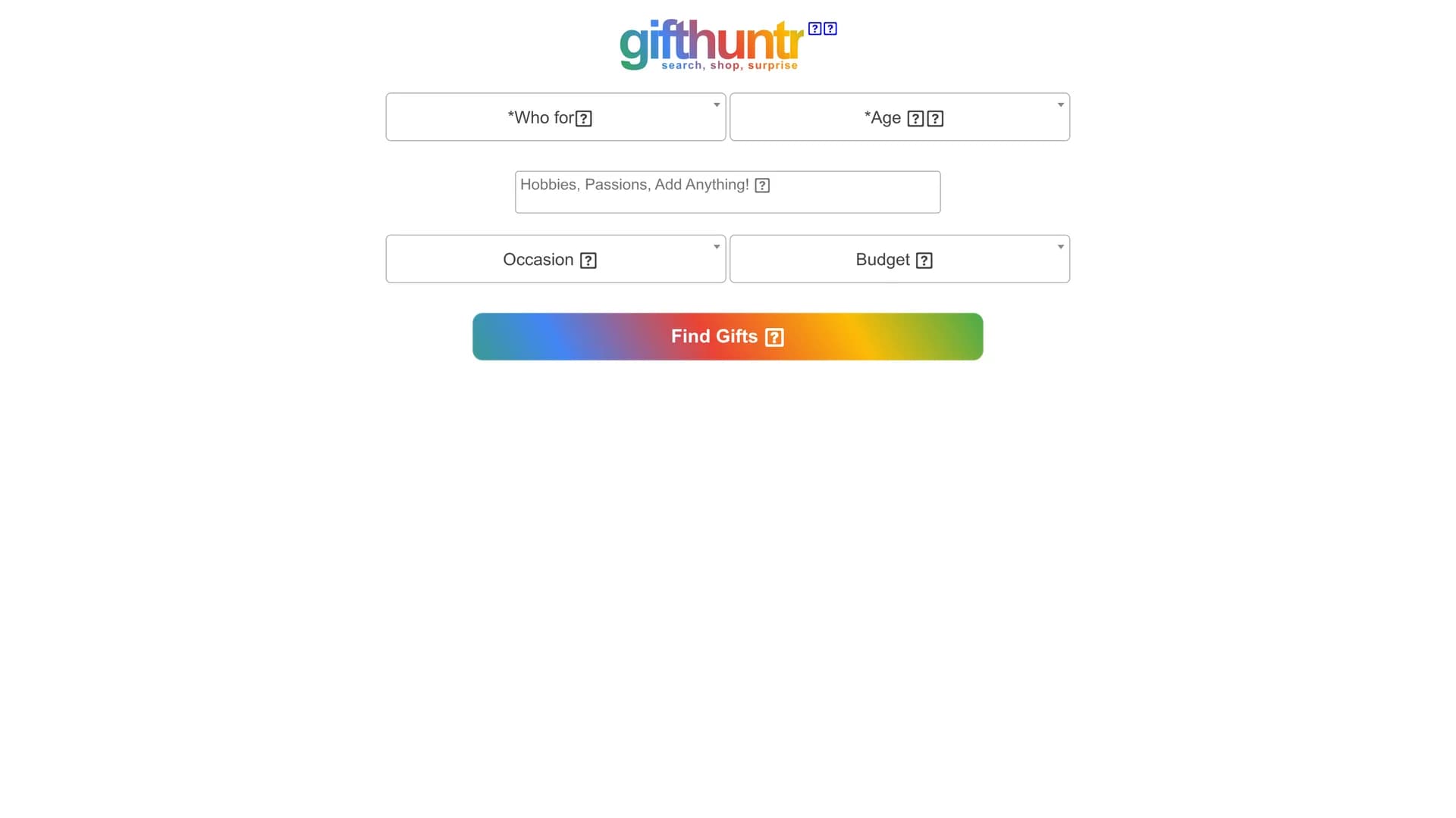 gifthuntr homepage