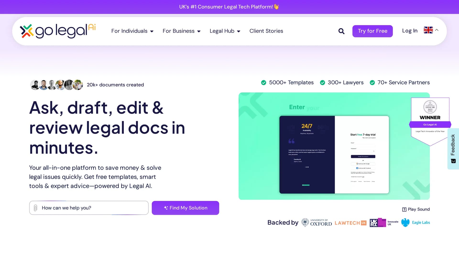 go-legal-ai homepage