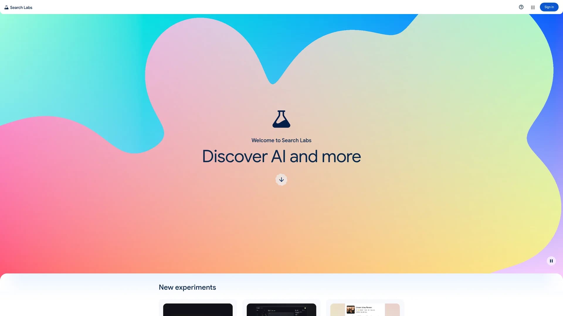 google-search-labs homepage