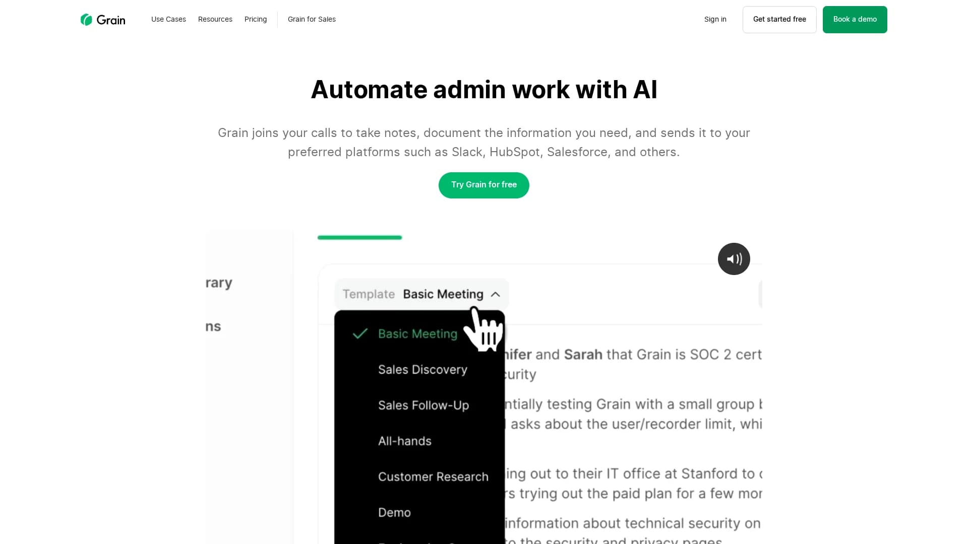 grain-ai homepage