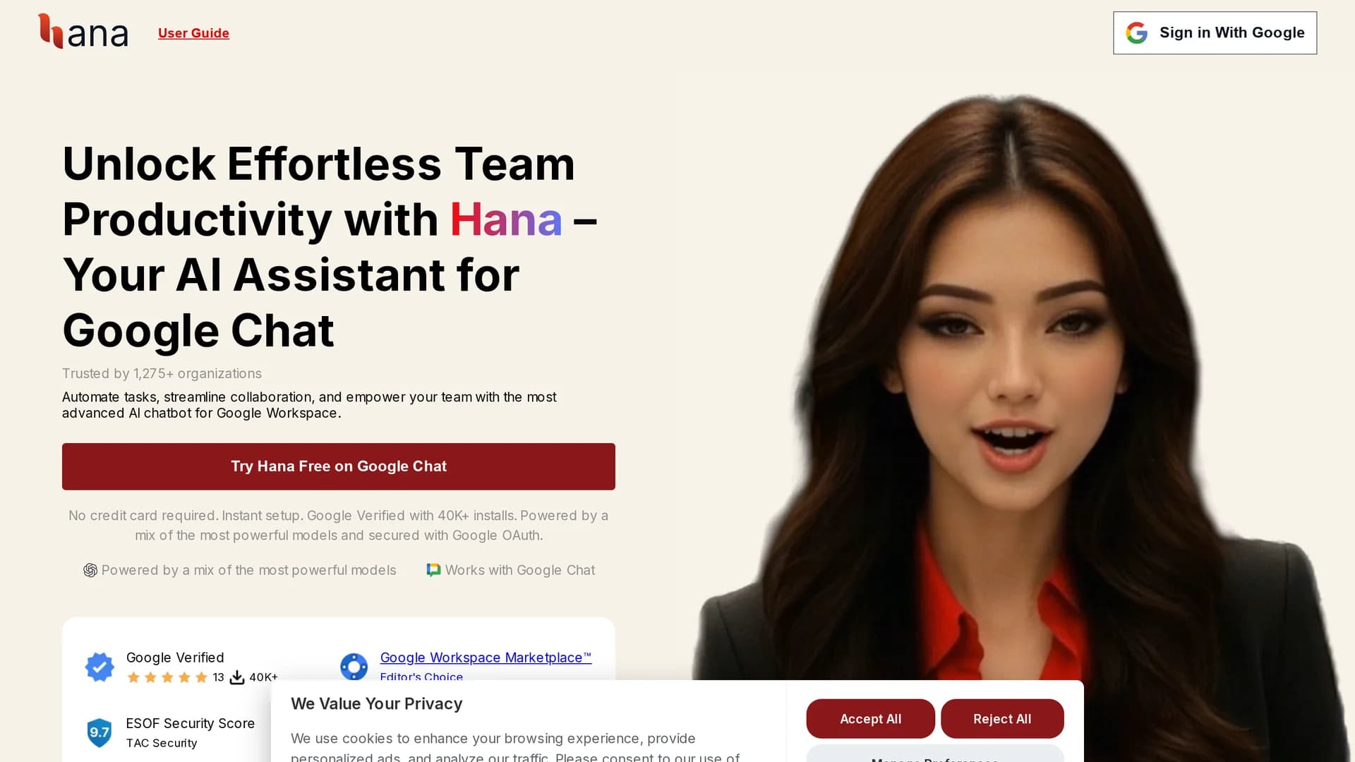 hana homepage