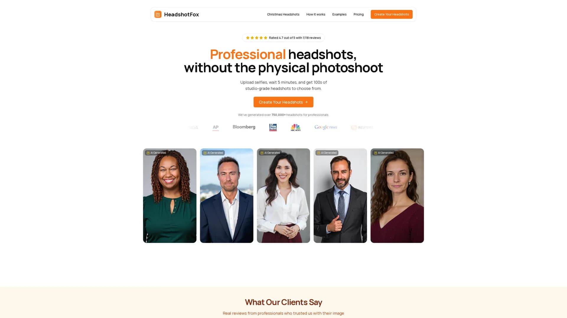 headshotfox homepage