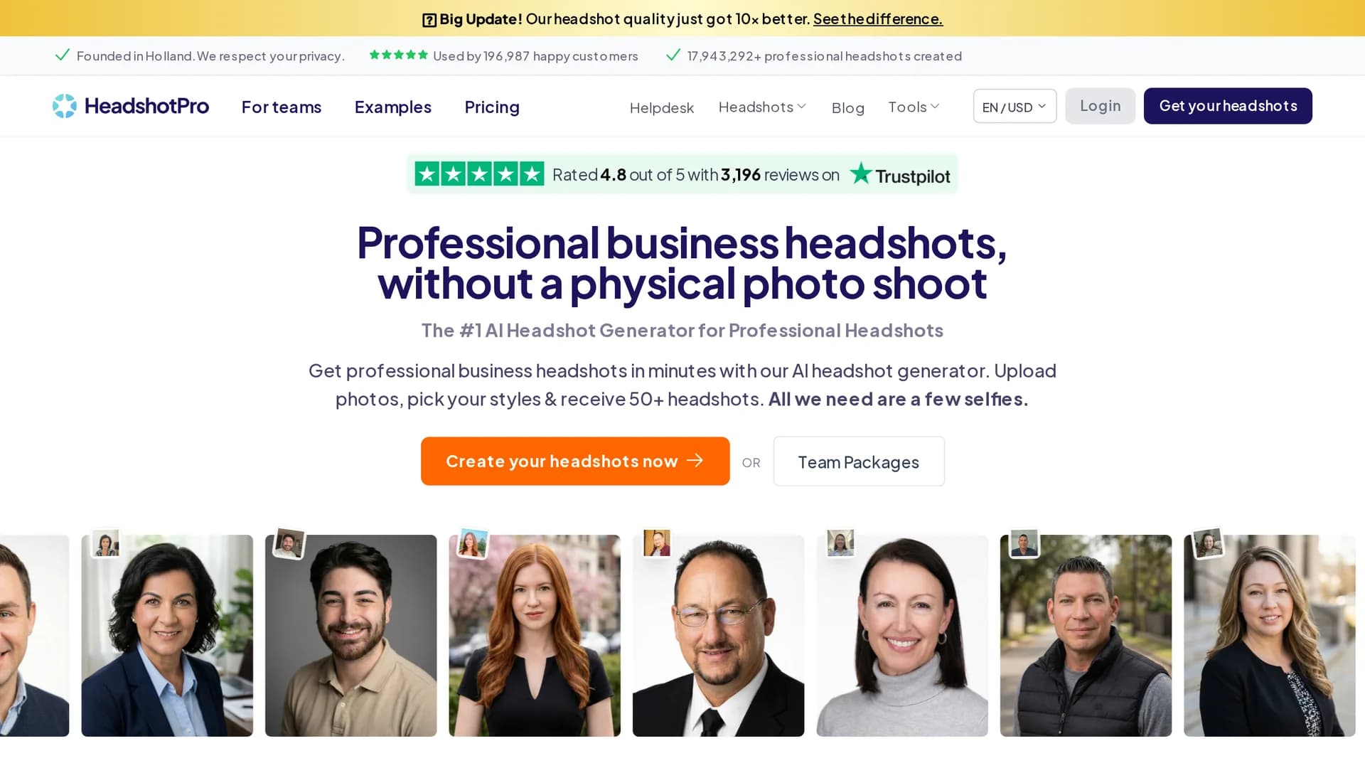 headshotpro homepage