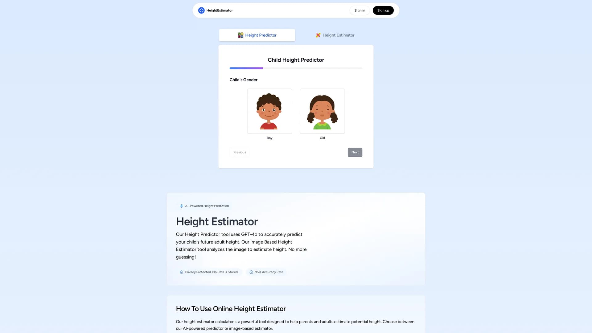 height-estimator homepage