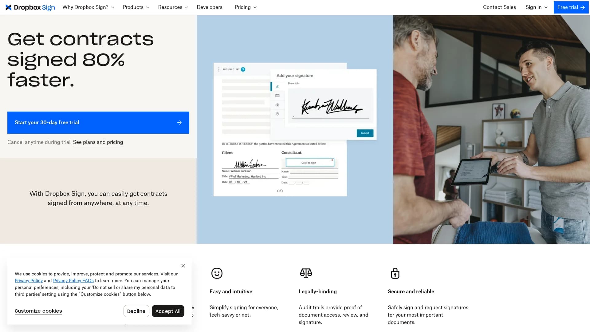 hellosign homepage