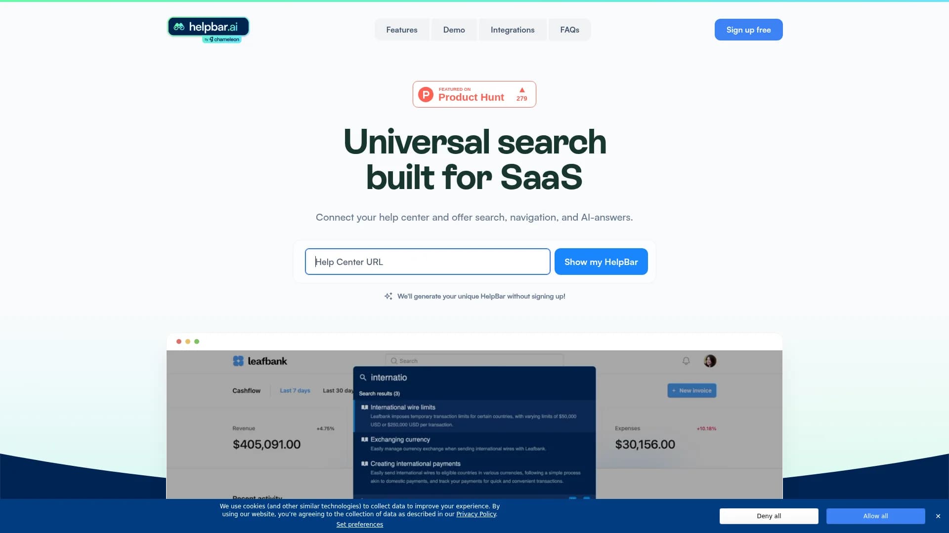 helpbar-ai homepage