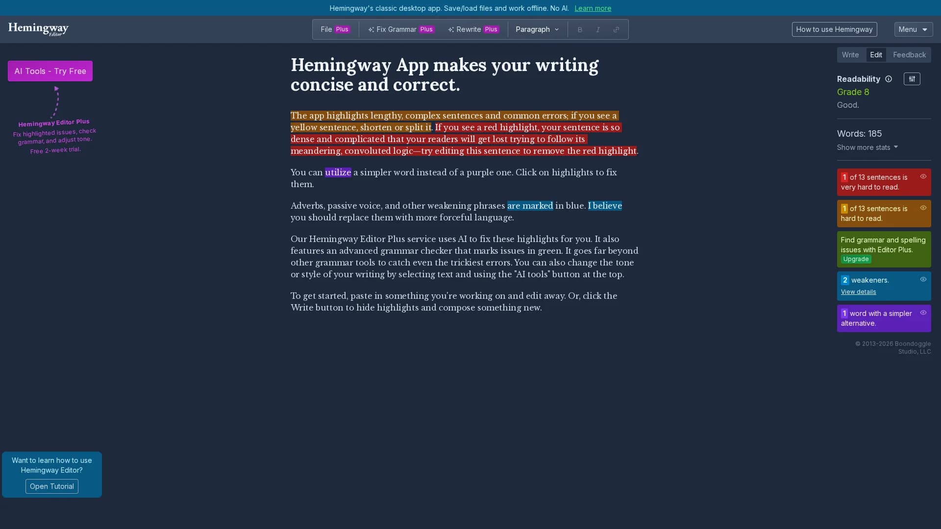 hemingway-editor homepage