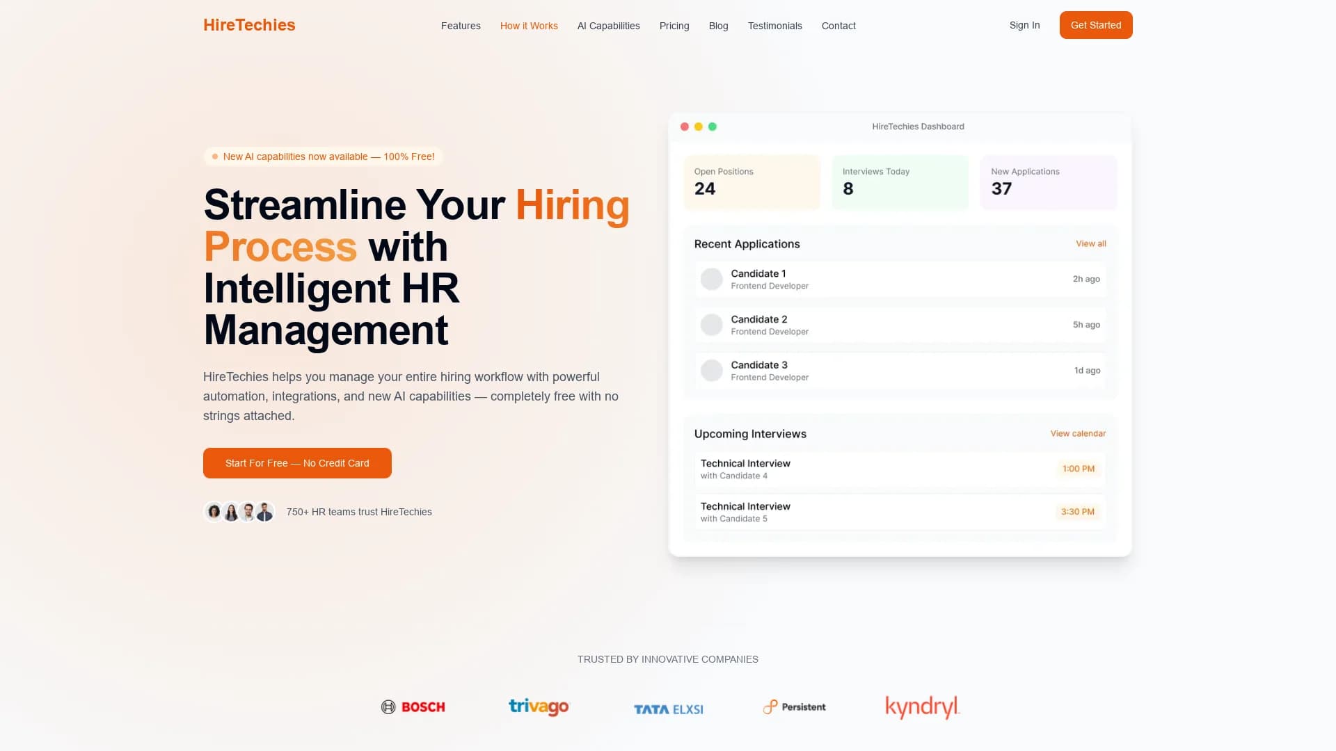 hiretechies homepage