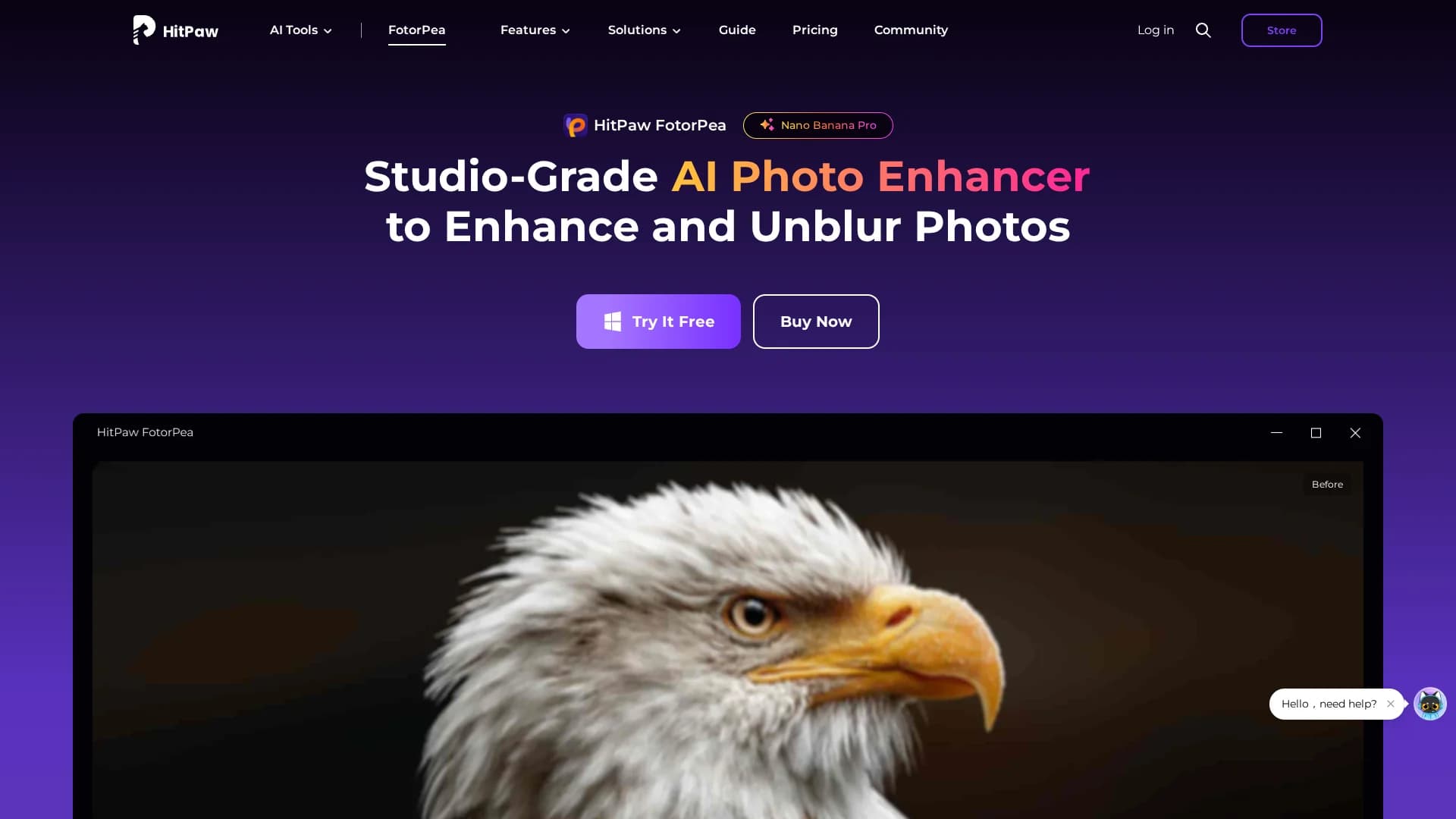hitpaw-photo-enhancer homepage