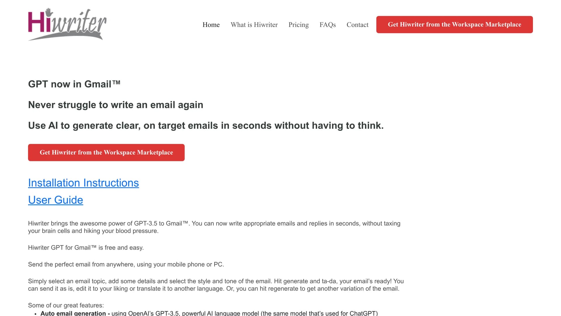 hiwriter homepage