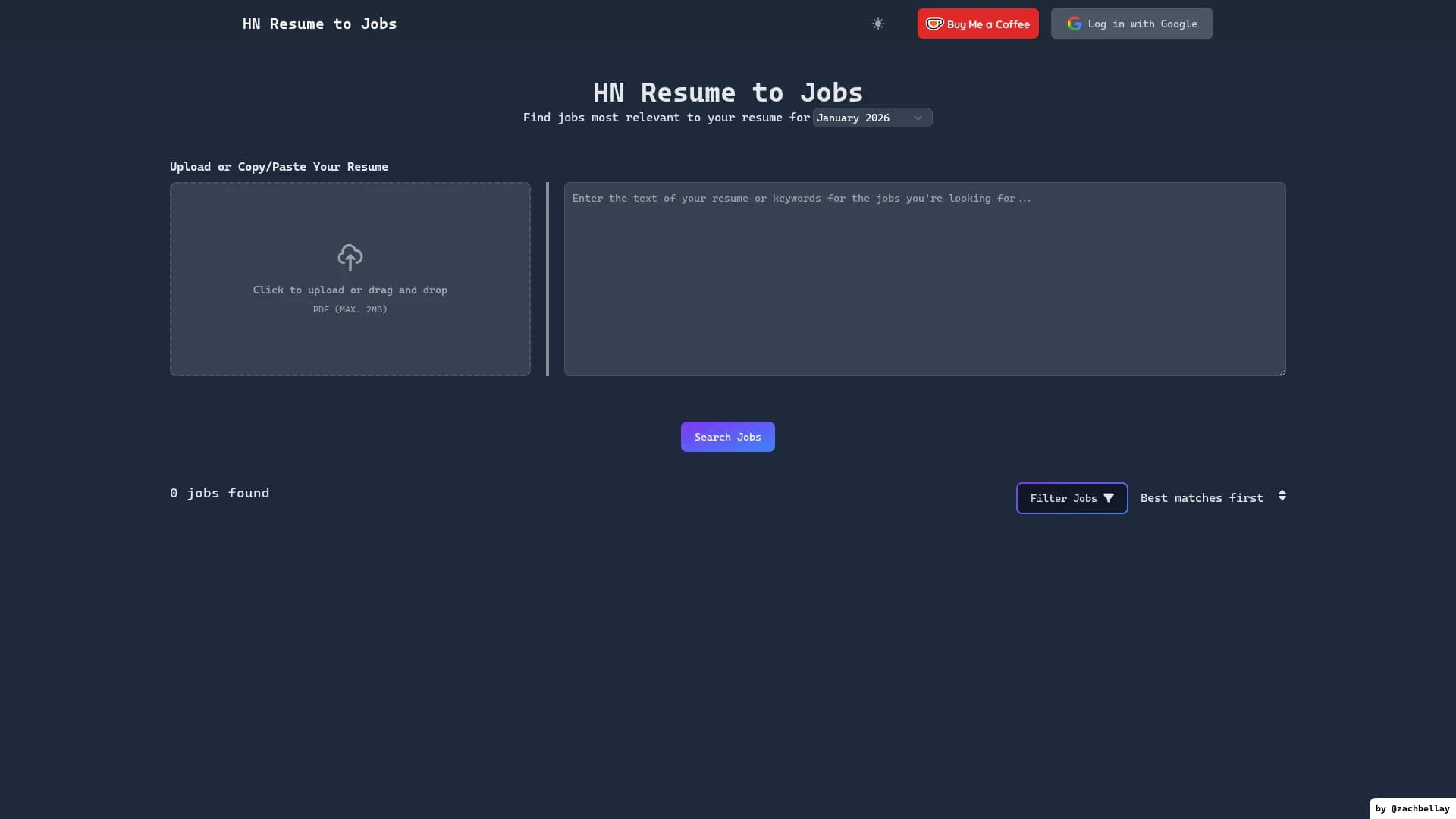 hnresumetojobs homepage