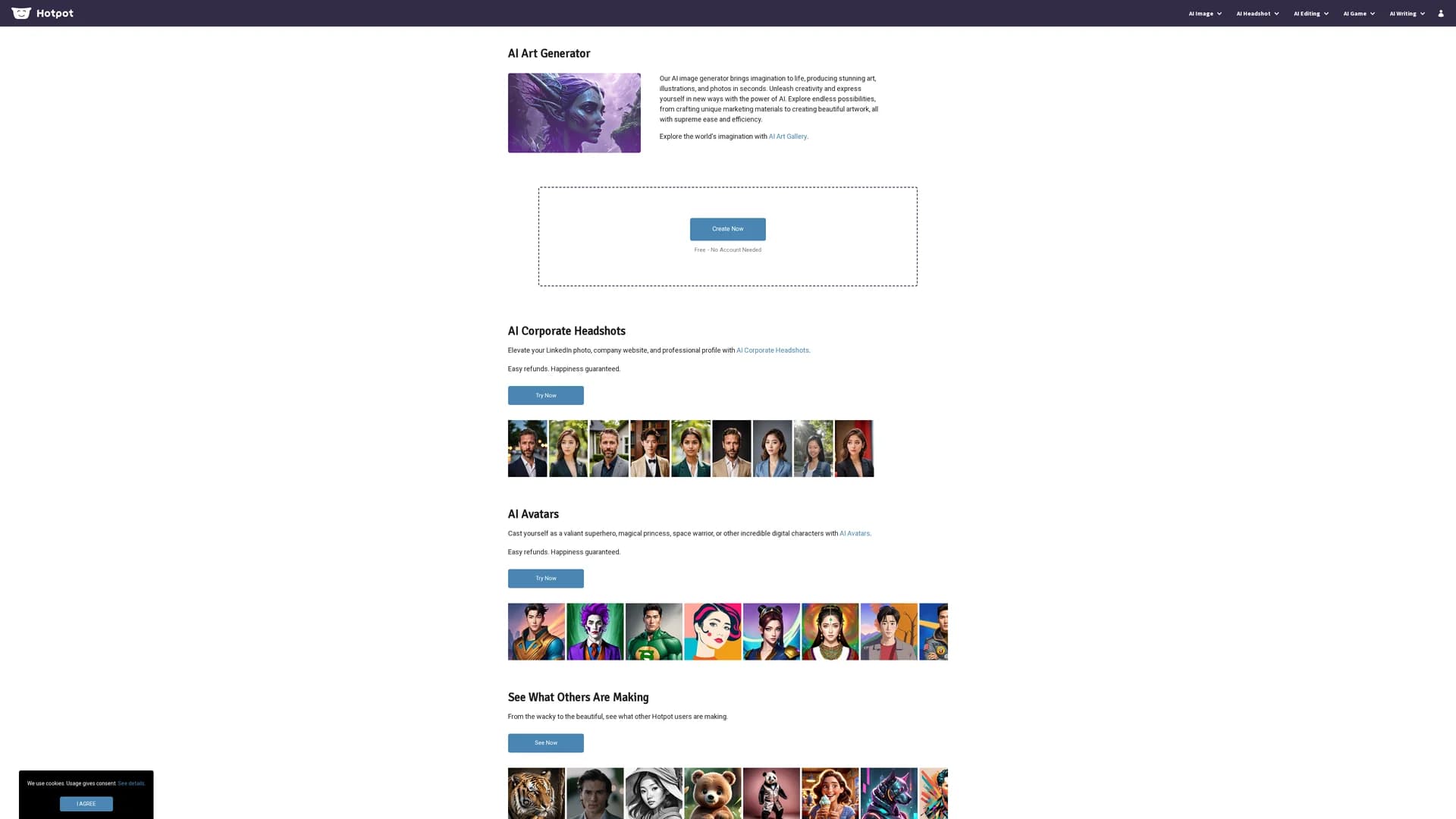 hotpot-art-generator homepage