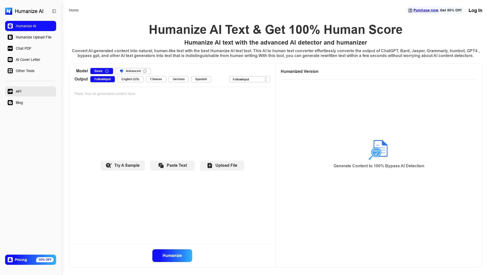 humanizeai-tools homepage