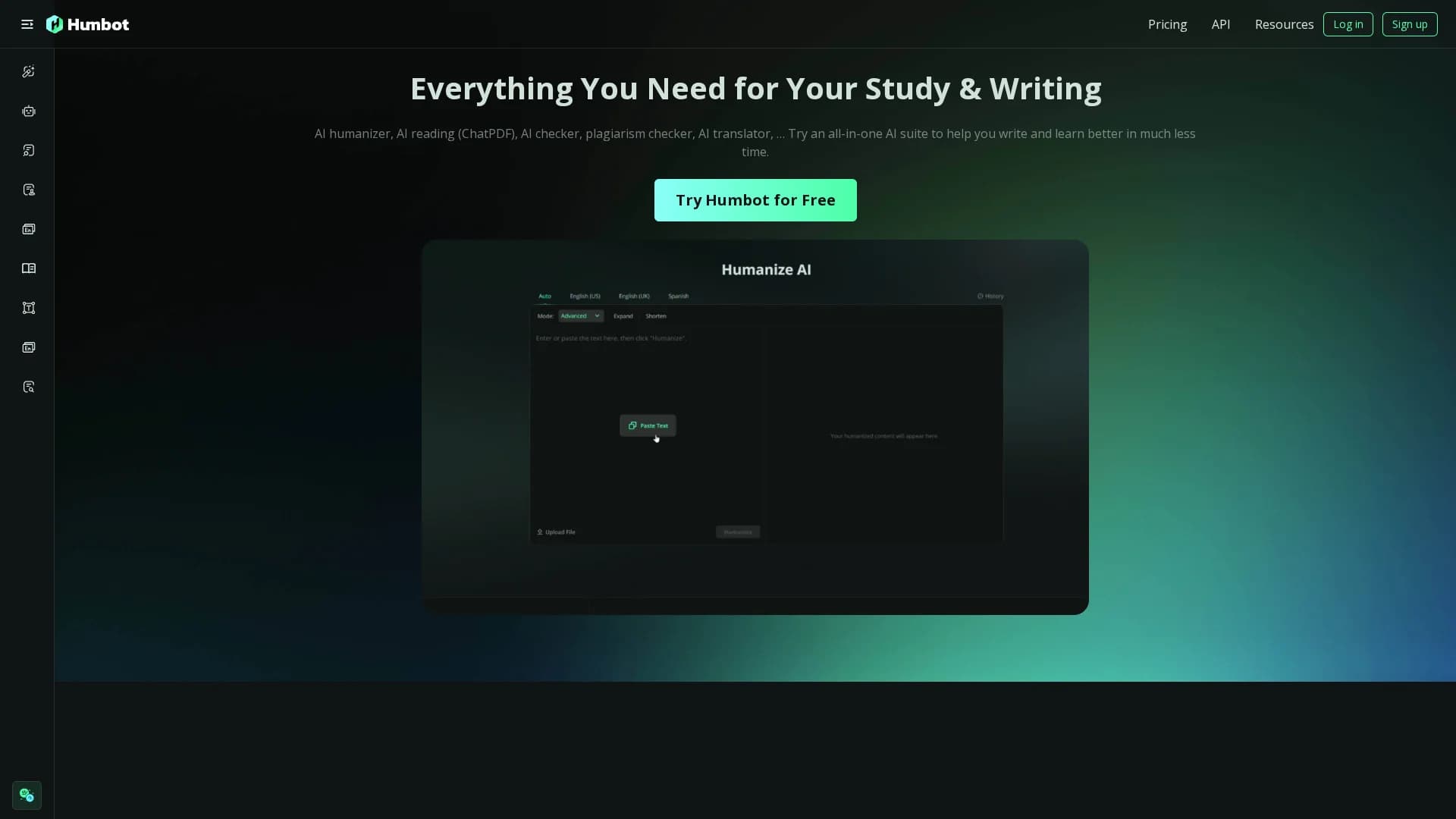 humbot-ai homepage