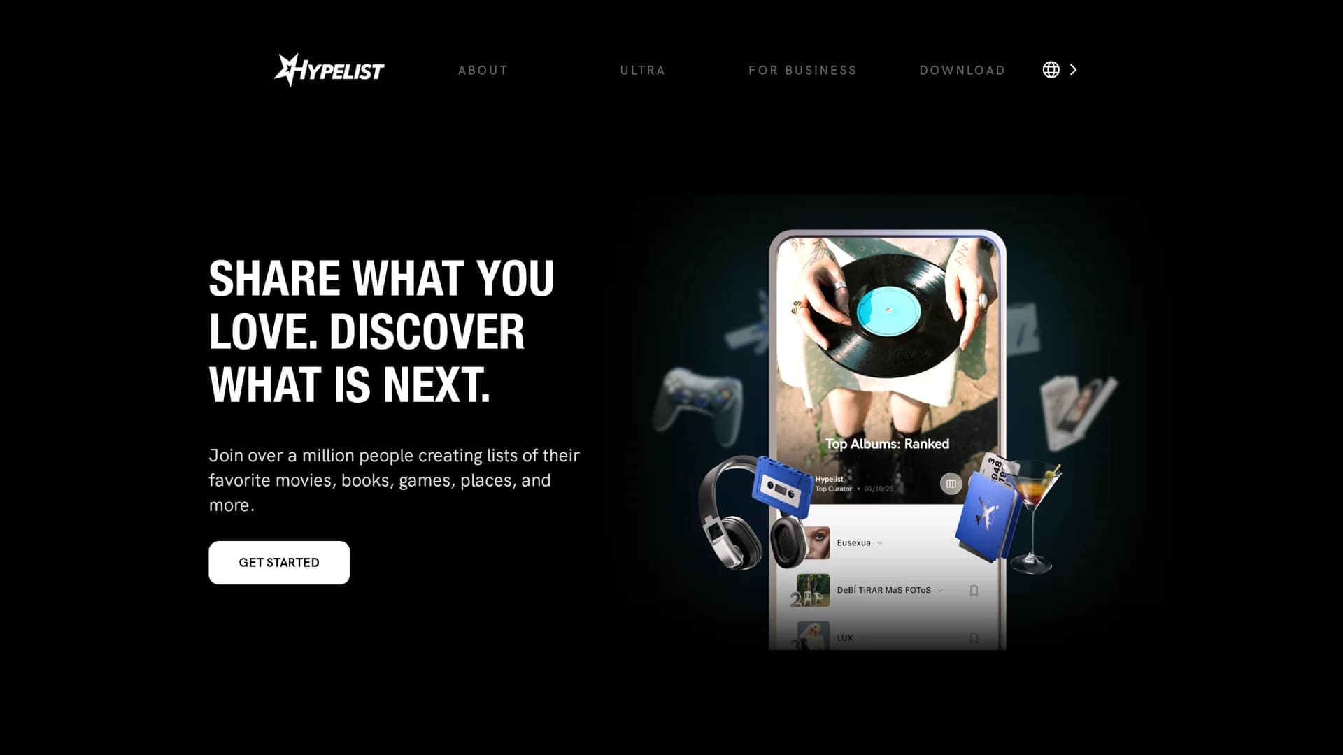 hypelist homepage