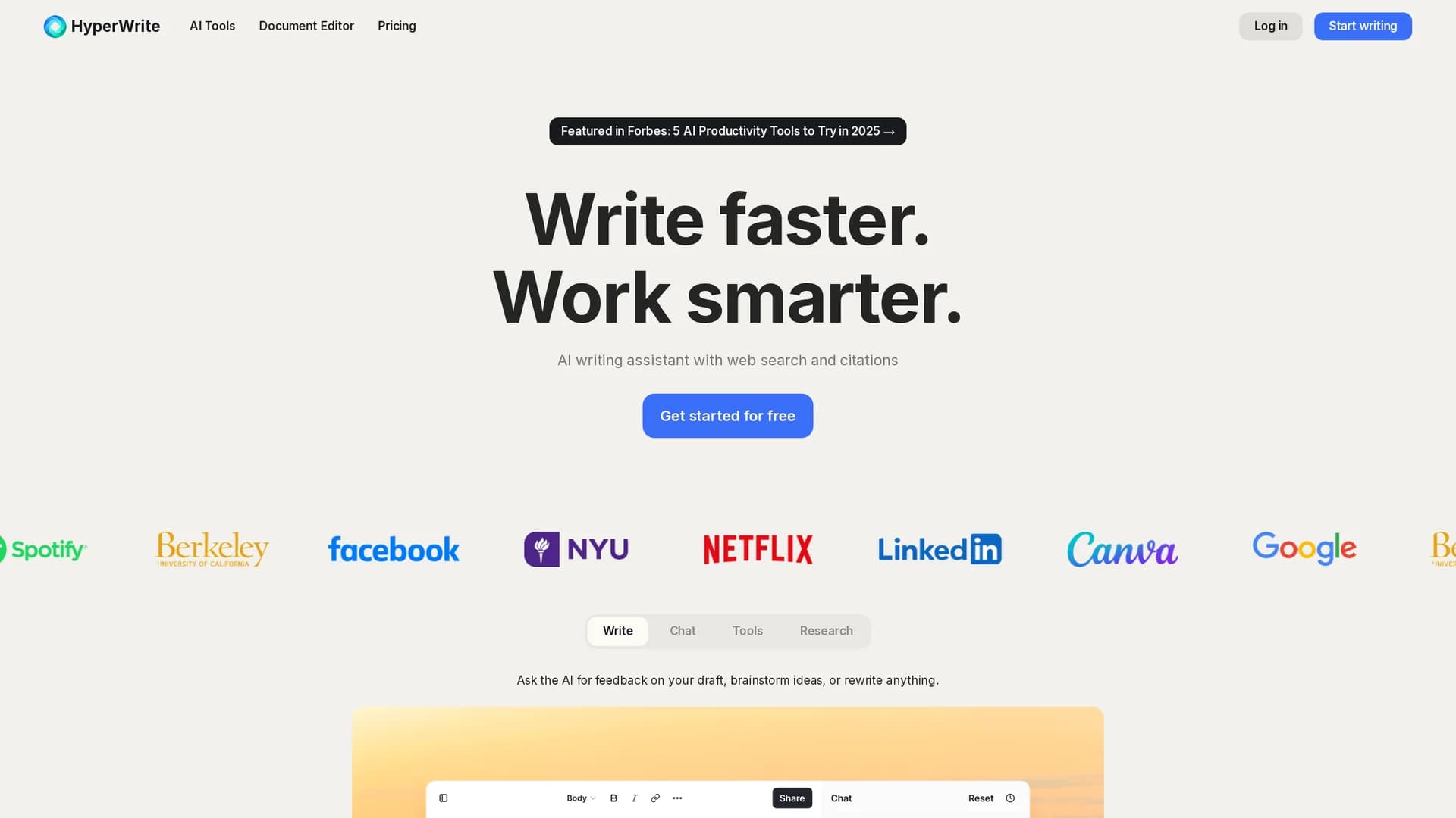hyperwrite-ai homepage
