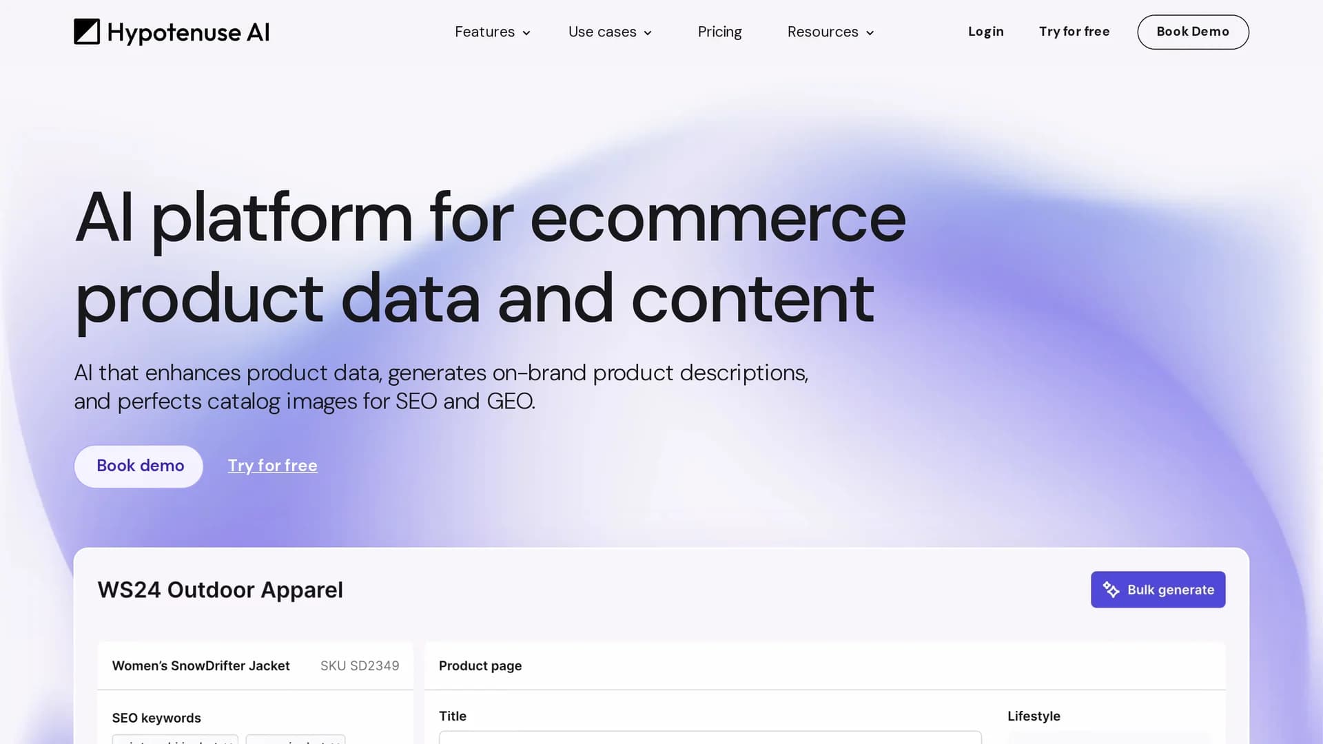 hypotenuse-ai homepage