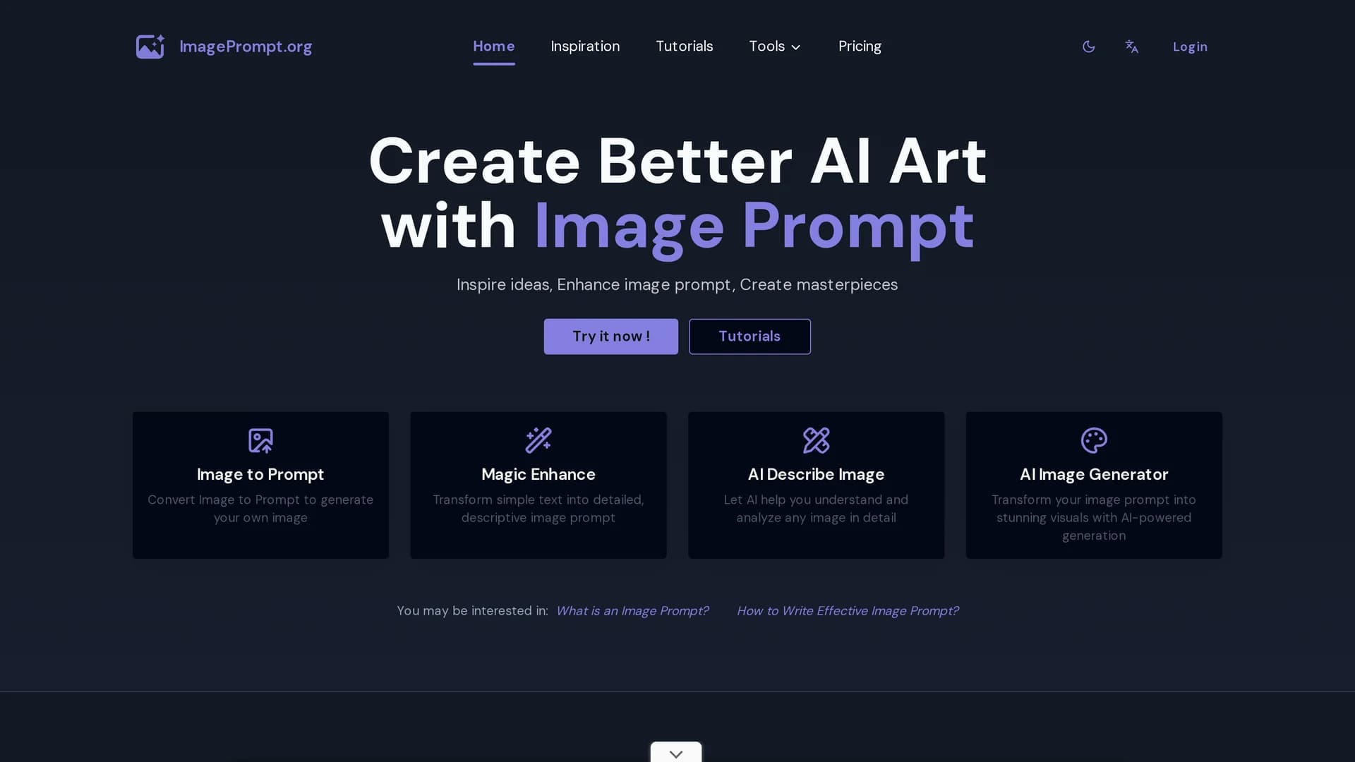 image-prompt-generator homepage