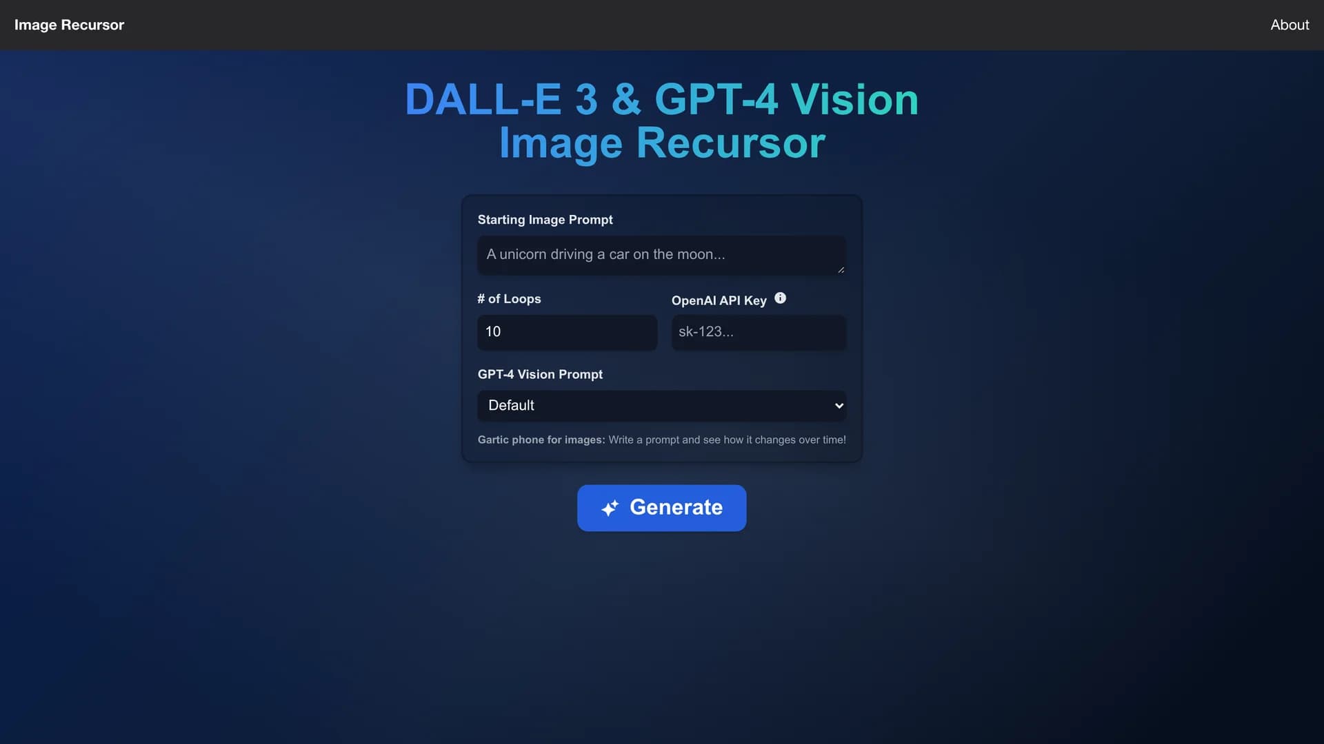 image-recursor homepage